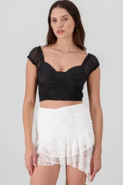 Blusa detalle plisado copas