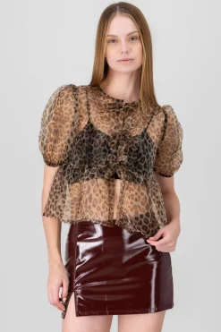 Blusa estampado animal print detalle moños