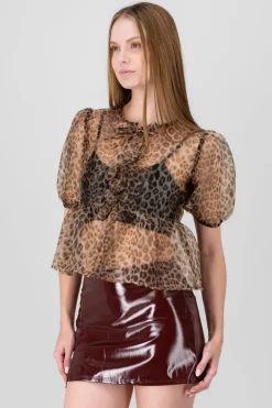Blusa estampado animal print detalle moños