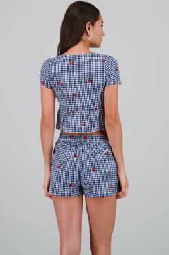 Blusa Gingham cerza detalle mono