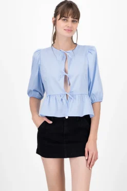 Blusa lazos popelina