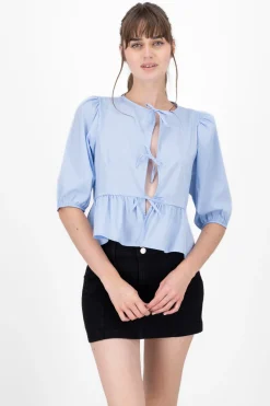 Blusa lazos popelina