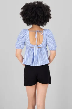 Blusa manga abullonada crop