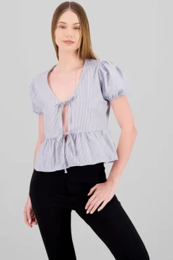 Blusa manga abullonada detalle olan rayas