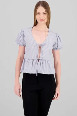 Blusa manga abullonada detalle olan rayas