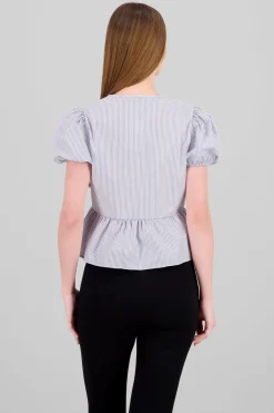 Blusa manga abullonada detalle olan rayas