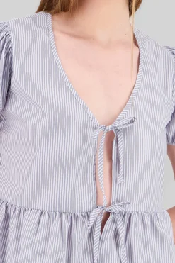 Blusa manga abullonada detalle olan rayas