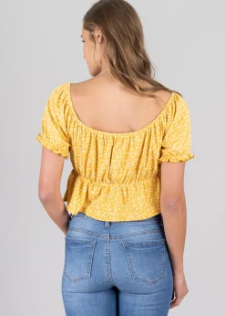 Blusa Manga Abullonada Estampado Flores