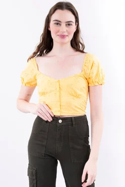 Blusa manga abullonada eyelet