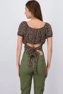 Blusa manga abullonada flores