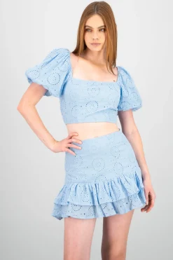 Blusa manga abullonada textura bordado