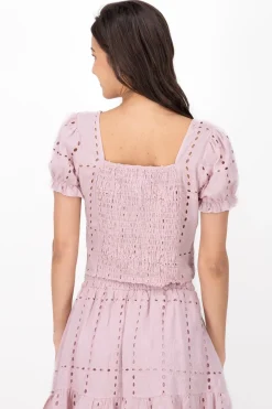 Blusa Manga Corta Bordado Suizo