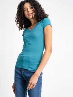 Blusa manga corta cuello v