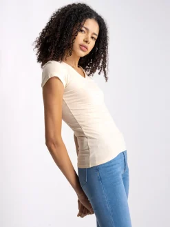 Blusa manga corta cuello v