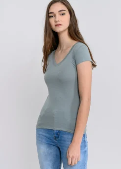 Blusa manga corta cuello v