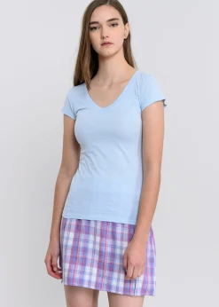 Blusa manga corta cuello v