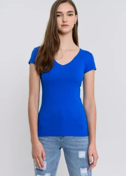 Blusa manga corta cuello v