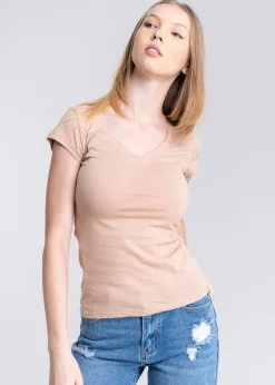 Blusa manga corta cuello v