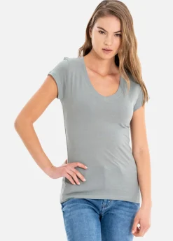 Blusa manga corta cuello v