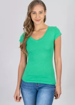 Blusa manga corta cuello v