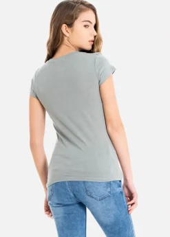 Blusa manga corta cuello v
