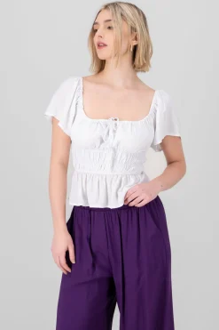 Blusa manga corta detalle espalda