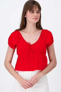 Blusa manga corta detalle fruncidos