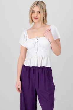 Blusa manga corta detalle espalda