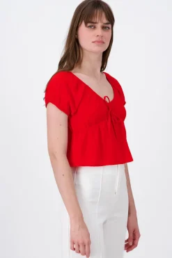 Blusa manga corta detalle fruncidos