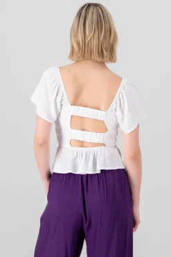 Blusa manga corta detalle espalda