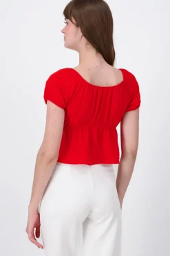 Blusa manga corta detalle fruncidos