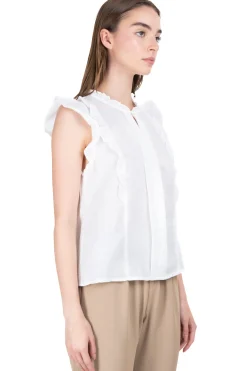 Blusa manga corta olanes botón