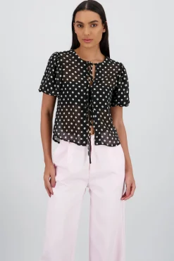 Blusa manga globo con moños polka dots