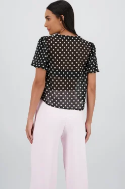 Blusa manga globo con moños polka dots