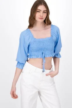 Blusa Manga Larga Abullonada Detalle Resorte