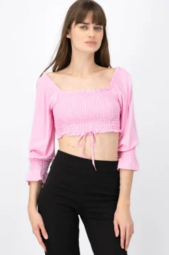 Blusa Manga Larga Abullonada Detalle Resorte