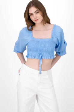 Blusa Manga Larga Abullonada Detalle Resorte