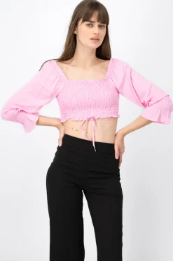 Blusa Manga Larga Abullonada Detalle Resorte