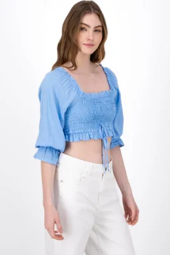 Blusa Manga Larga Abullonada Detalle Resorte