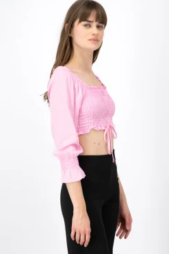 Blusa Manga Larga Abullonada Detalle Resorte