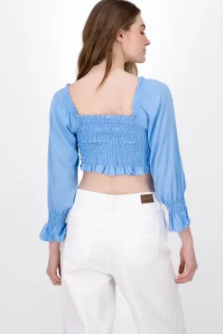 Blusa Manga Larga Abullonada Detalle Resorte