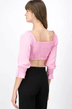 Blusa Manga Larga Abullonada Detalle Resorte