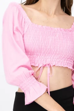 Blusa Manga Larga Abullonada Detalle Resorte