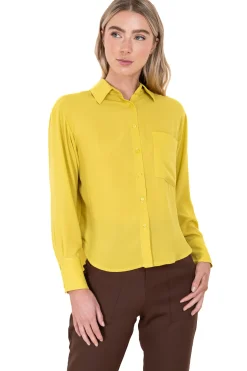 Blusa manga larga cuello solapa