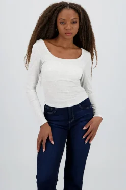 Blusa manga larga cuello redondo