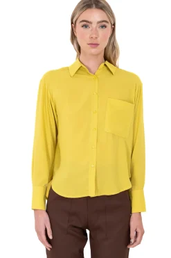 Blusa manga larga cuello solapa