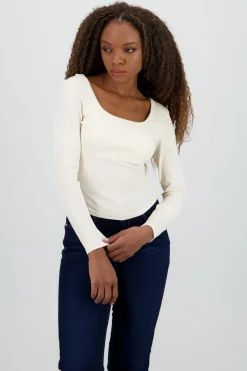 Blusa manga larga cuello redondo