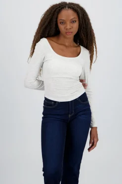 Blusa manga larga cuello redondo