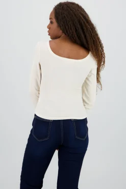 Blusa manga larga cuello redondo