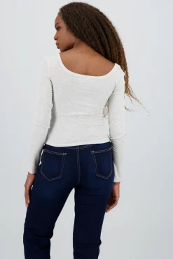 Blusa manga larga cuello redondo